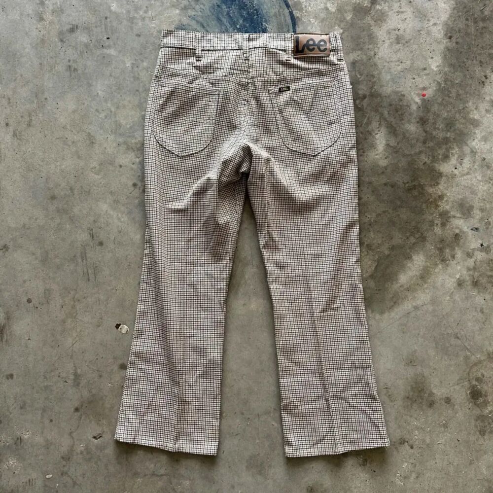 Vintage 70s Lee Houndstooth Pattern Bootcut Pants Size 32x27